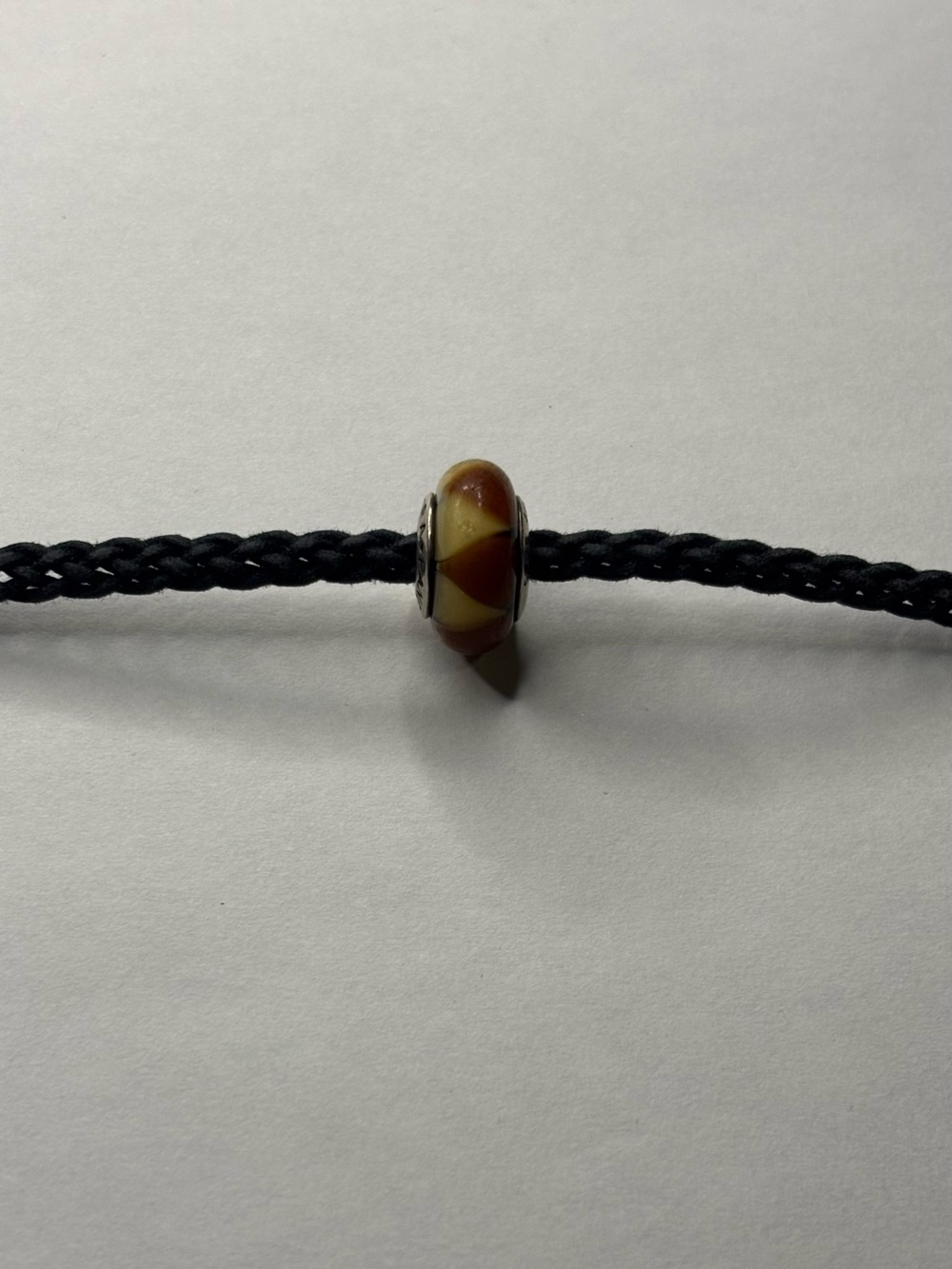 Pandora Brown Yellow Triangle Murano Glass Sterling Silver Charm